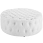 Amour Upholstered Vinyl Ottoman, White, Faux Vinyl Leather 10732