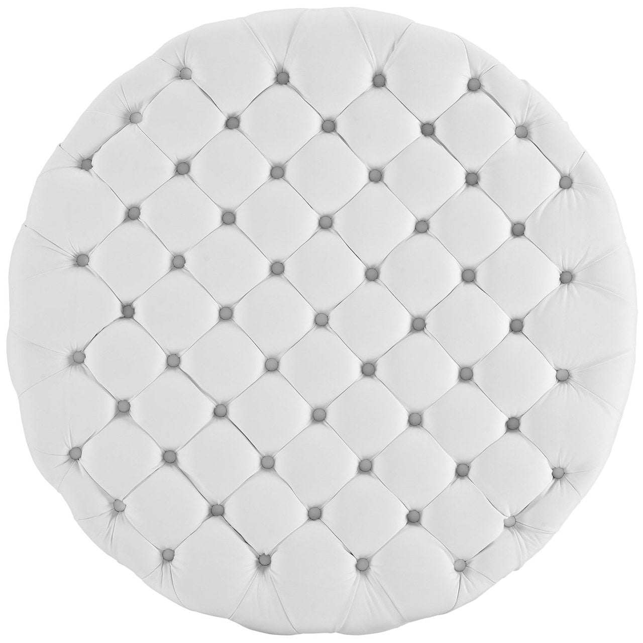 Amour Upholstered Vinyl Ottoman, White, Faux Vinyl Leather 10732