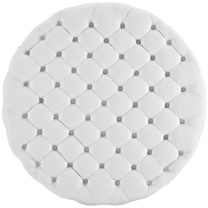 Amour Upholstered Vinyl Ottoman, White, Faux Vinyl Leather 10732