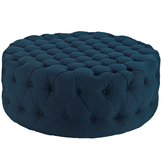 Amour Upholstered Fabric Ottoman, Navy, Fabric 10734