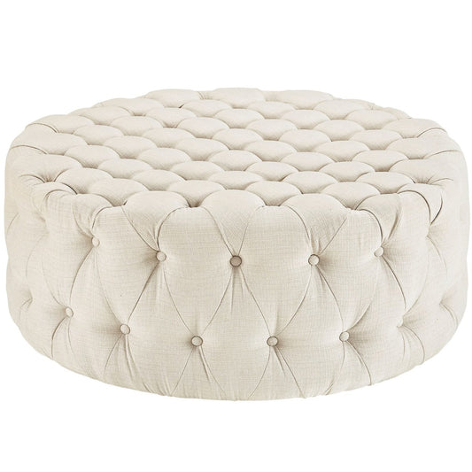 Amour Upholstered Fabric Ottoman, Beige, Fabric 10735