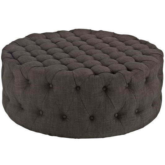 Amour Upholstered Fabric Ottoman, Brown, Fabric 10736