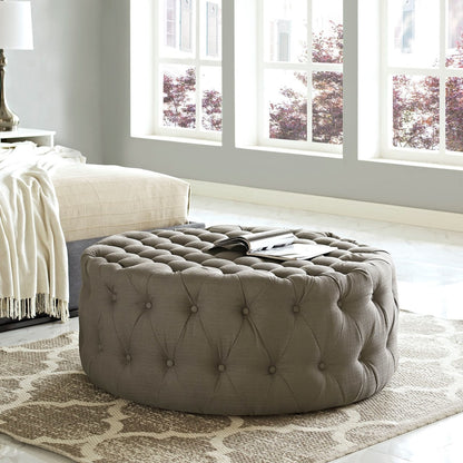 Amour Upholstered Fabric Ottoman, Grey, Fabric 10737