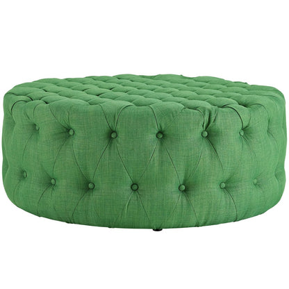 Amour Upholstered Fabric Ottoman, Green, Fabric 10738