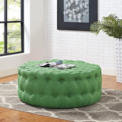 Amour Upholstered Fabric Ottoman, Green, Fabric 10738