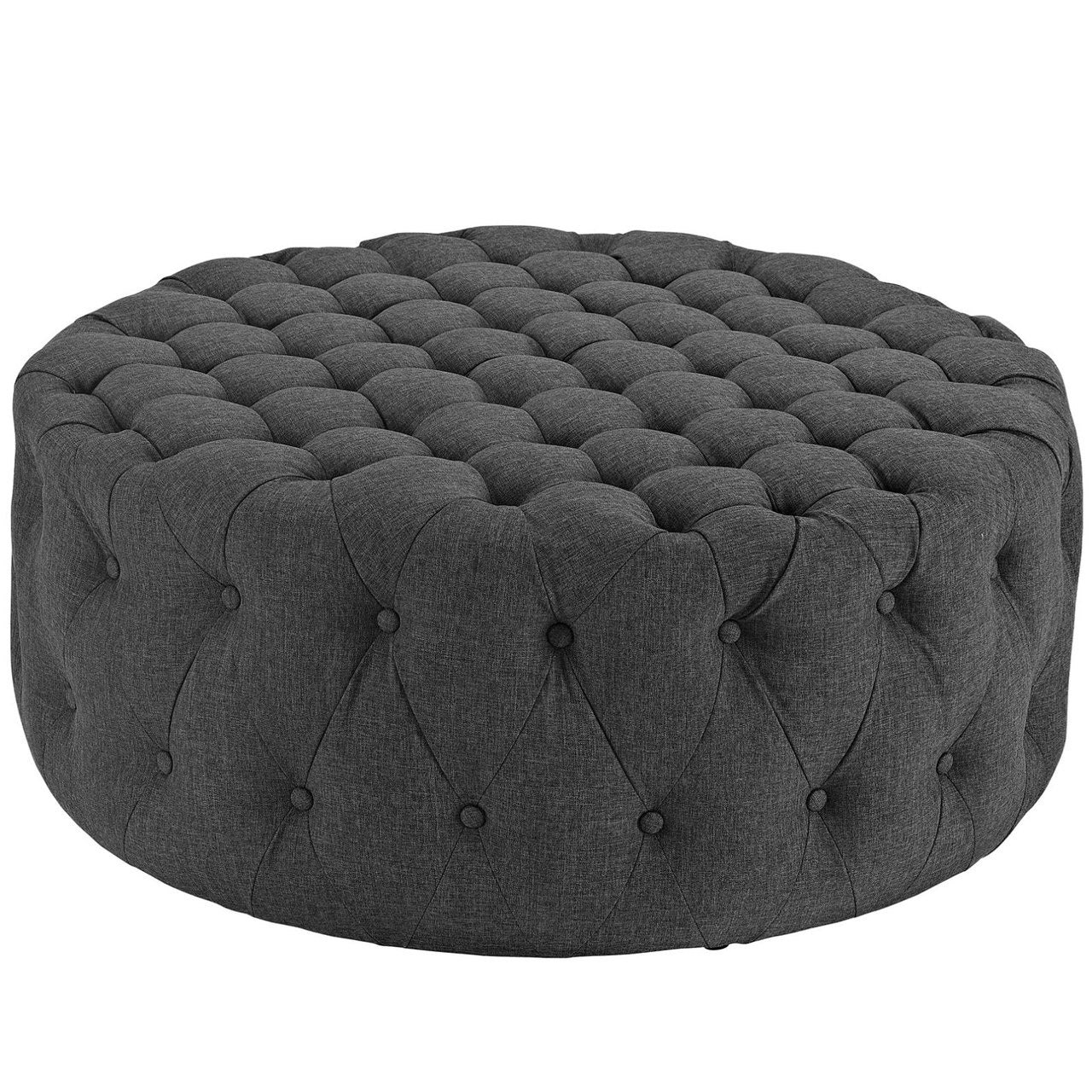 Amour Upholstered Fabric Ottoman, Grey, Fabric 10739