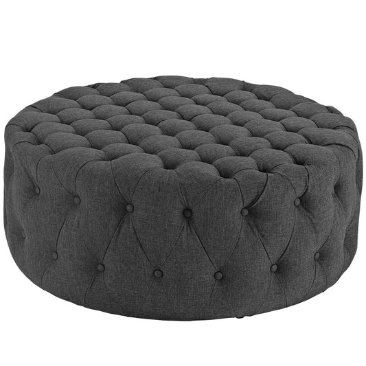 Amour Upholstered Fabric Ottoman, Grey, Fabric 10739