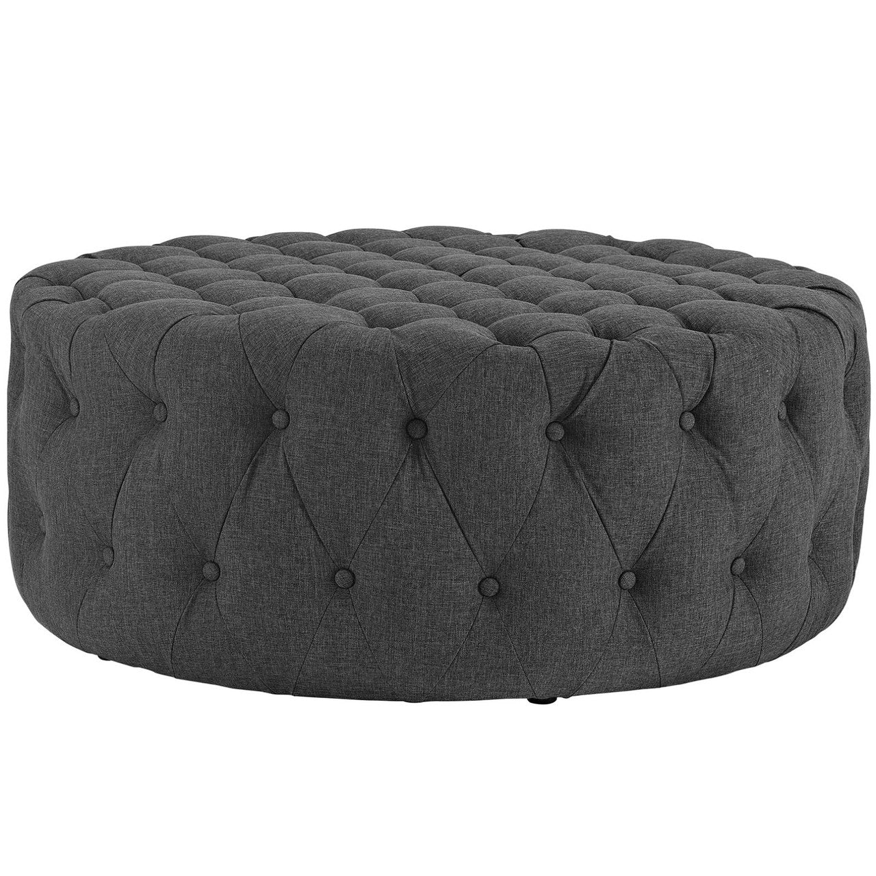Amour Upholstered Fabric Ottoman, Grey, Fabric 10739