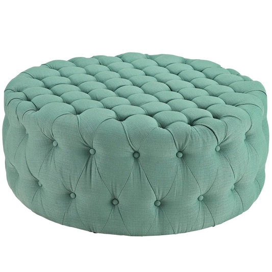 Amour Upholstered Fabric Ottoman, Blue, Fabric 10740