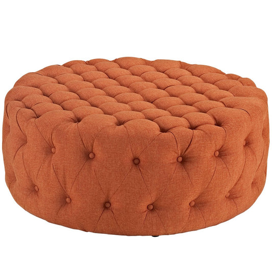 Amour Upholstered Fabric Ottoman, Orange, Fabric 10743