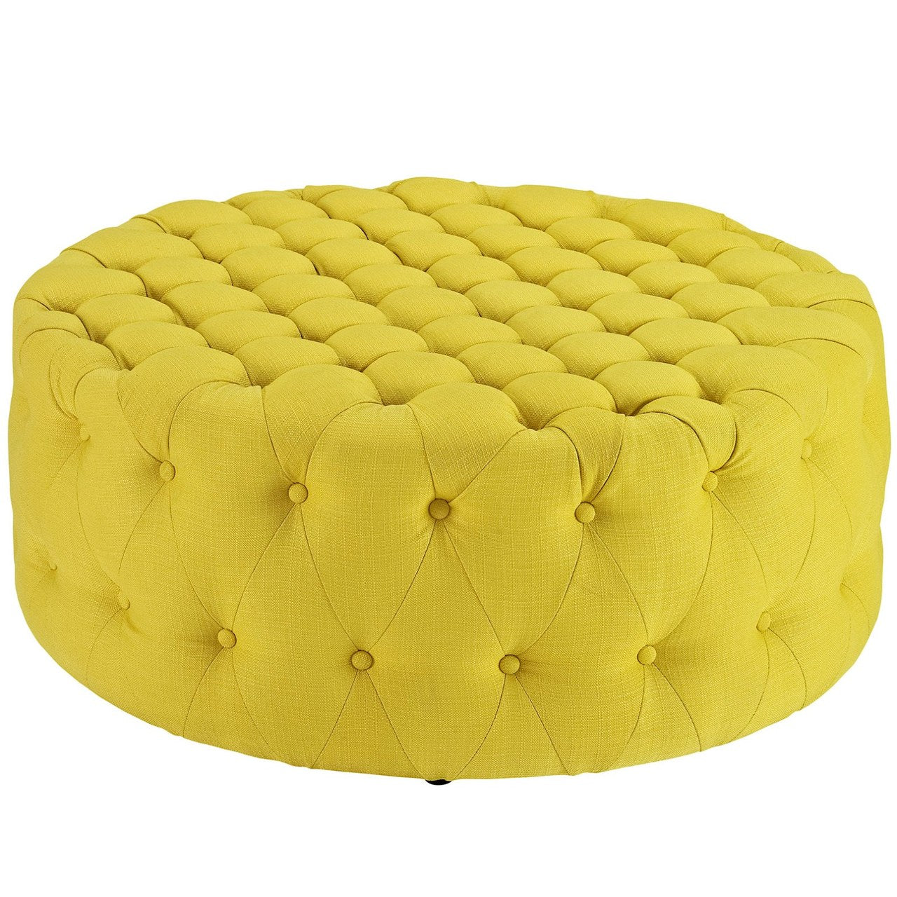 Amour Upholstered Fabric Ottoman, Yellow, Fabric 10744