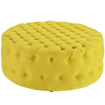 Amour Upholstered Fabric Ottoman, Yellow, Fabric 10744