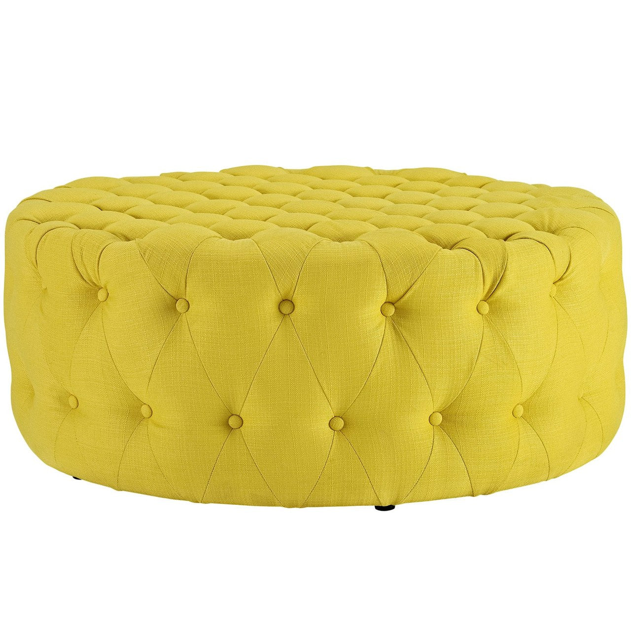 Amour Upholstered Fabric Ottoman, Yellow, Fabric 10744