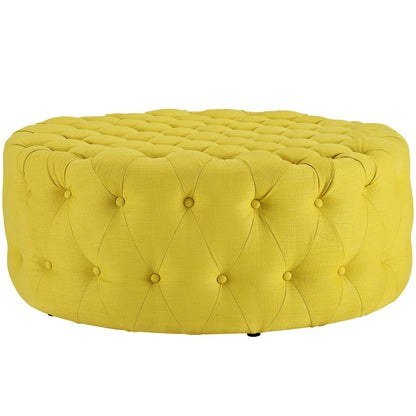 Amour Upholstered Fabric Ottoman, Yellow, Fabric 10744