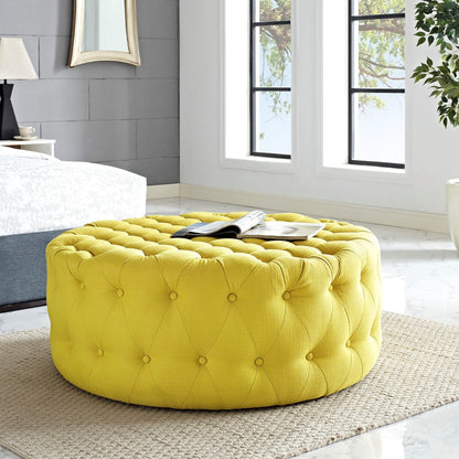 Amour Upholstered Fabric Ottoman, Yellow, Fabric 10744