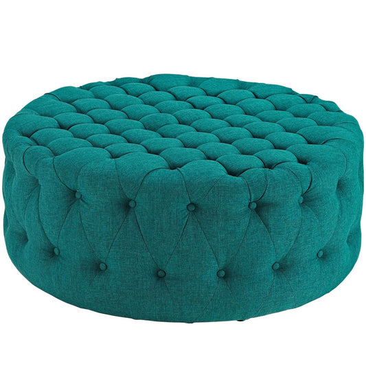 Amour Upholstered Fabric Ottoman, Blue, Fabric 10745
