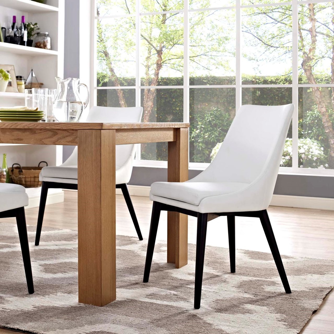 Viscount Vinyl Dining Chair, White, Faux Leather 10748
