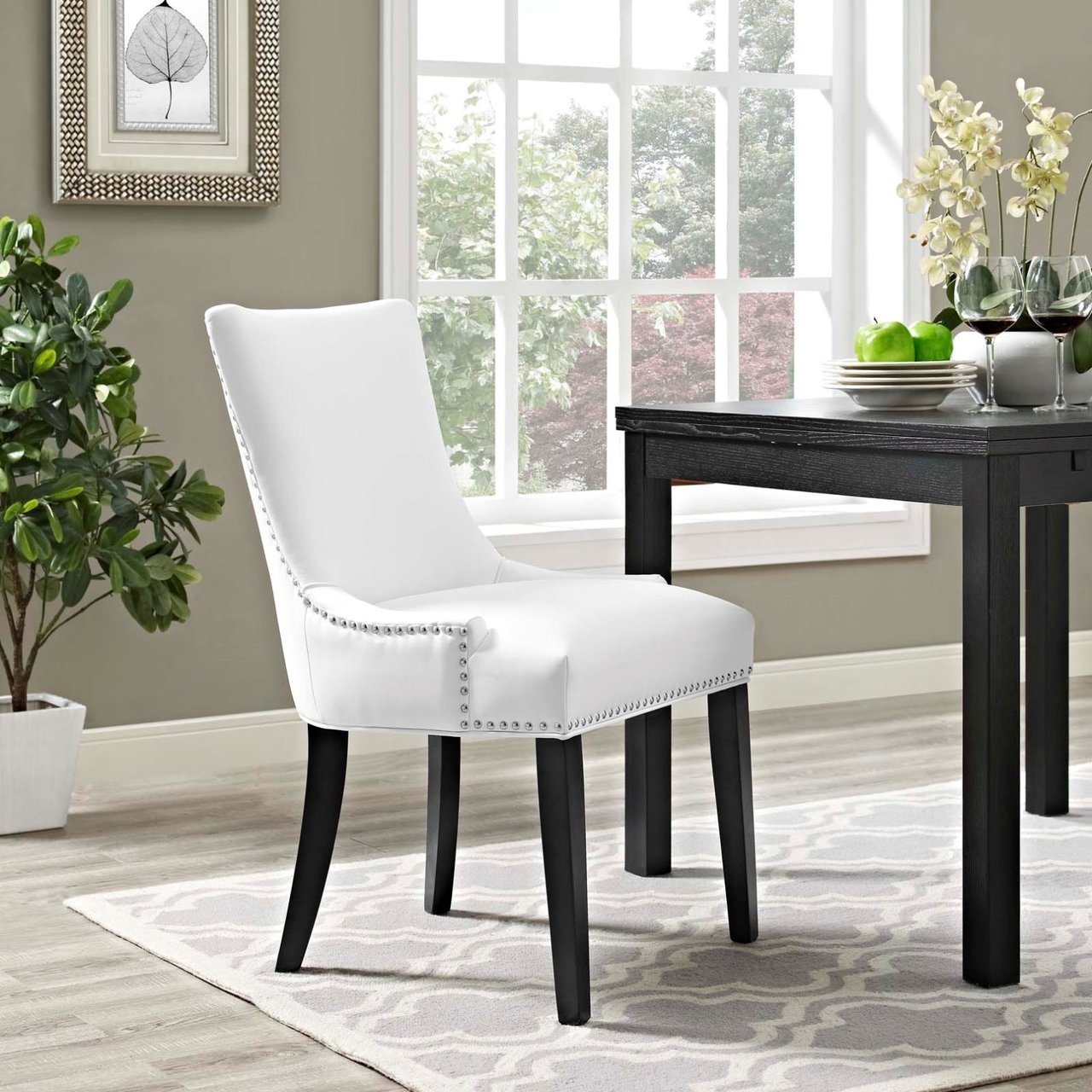 Marquis Faux Leather Dining Chair, White, Faux Leather 10761