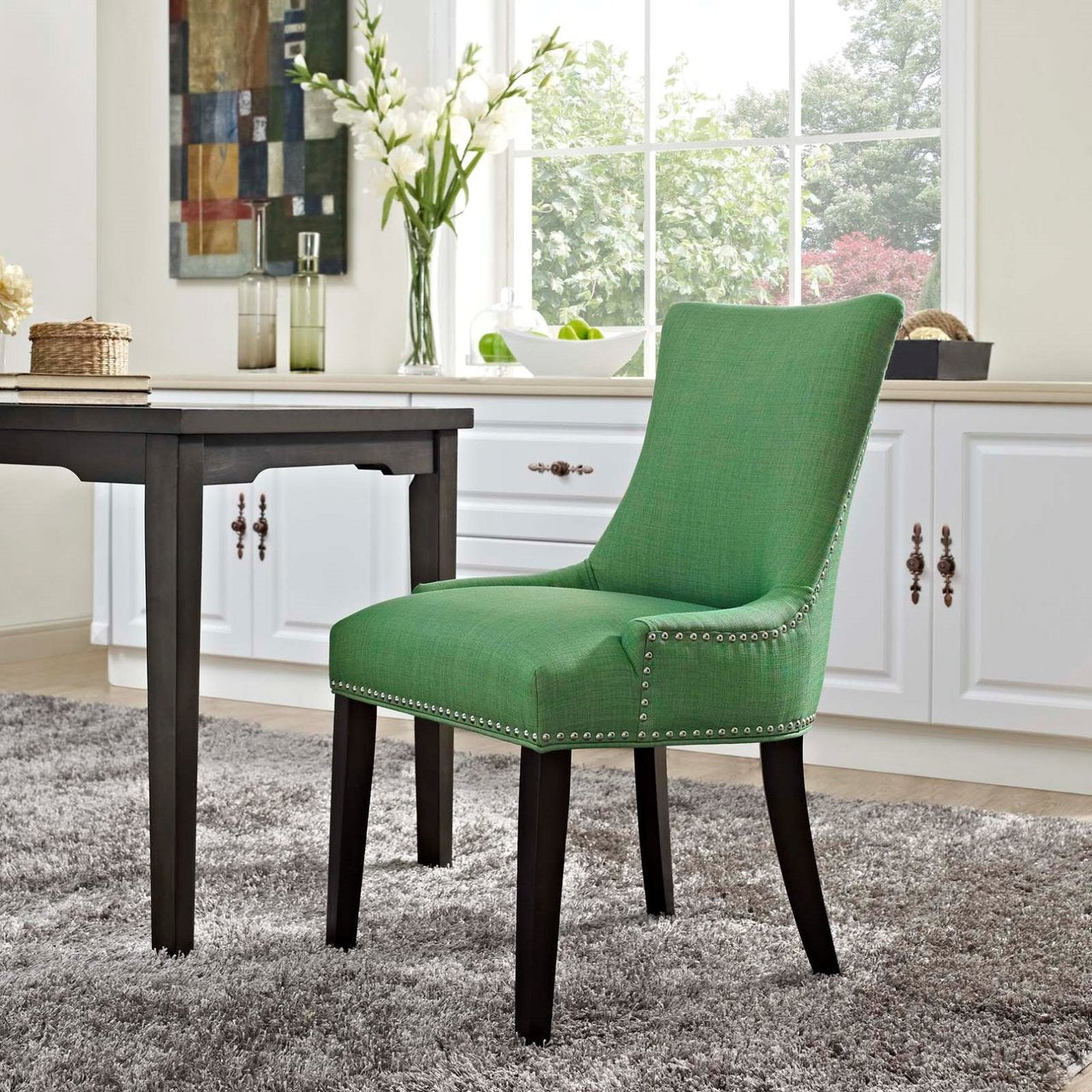 Marquis Fabric Dining Chair, Green, Fabric 10766