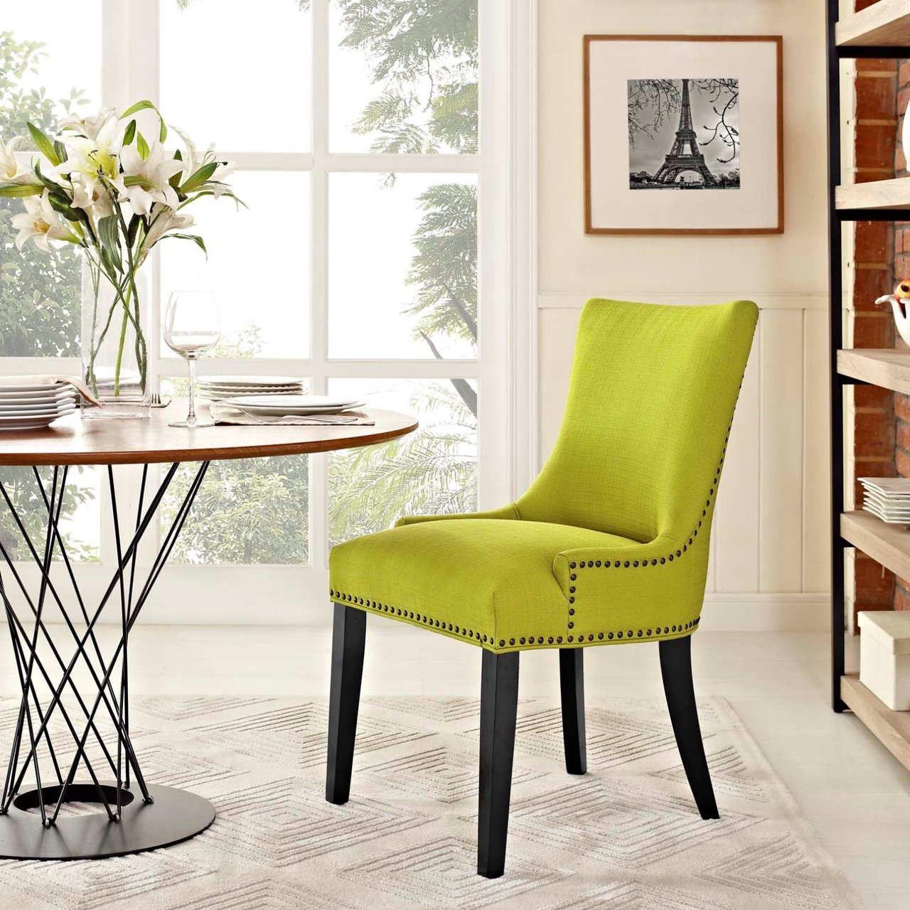 Marquis Fabric Dining Chair, Green, Fabric 10772