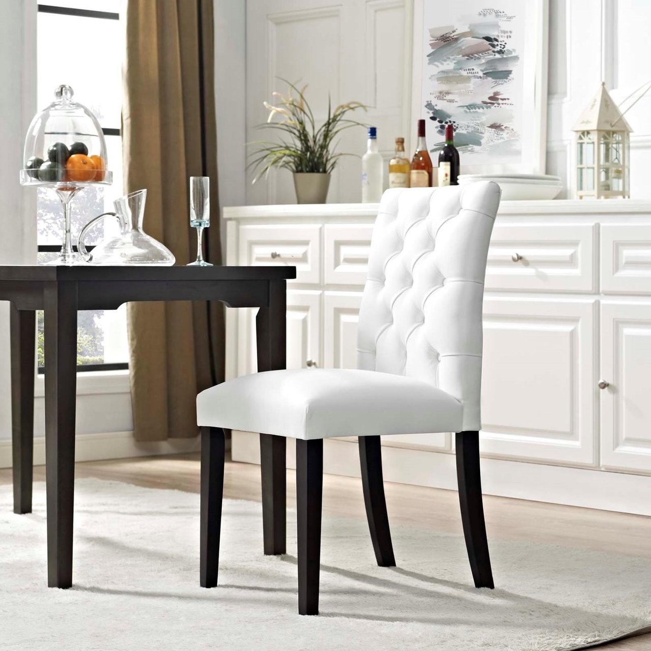 Duchess Vinyl Dining Chair, White, Faux Leather 10774