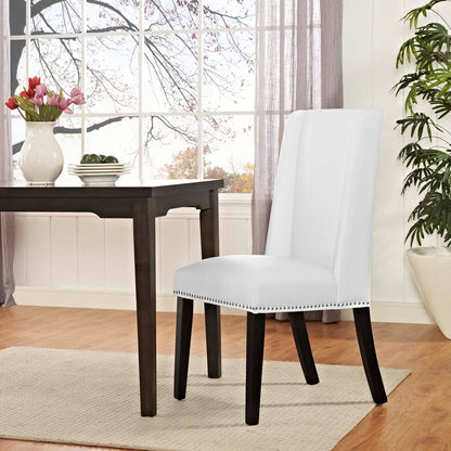 Baron Vinyl Dining Chair, White, Fabric 10787