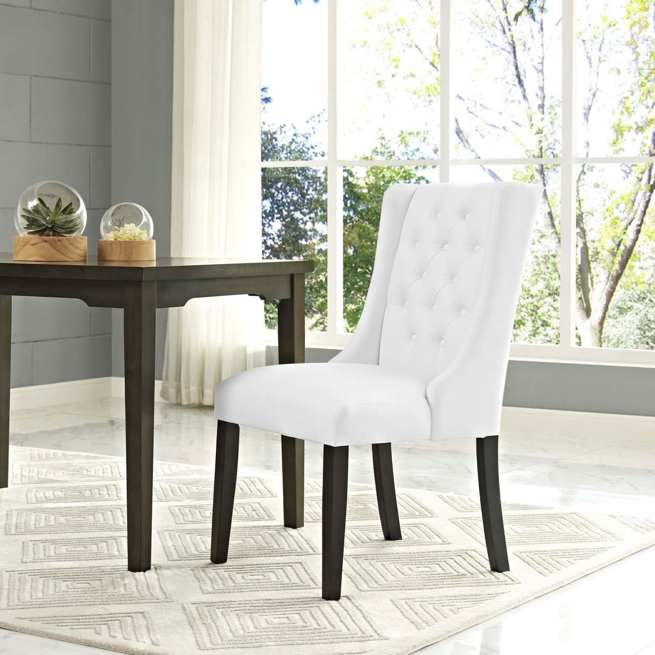 Baronet Vinyl Dining Chair, White, Fabric 10800