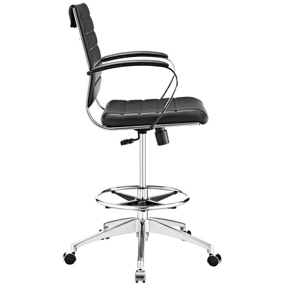 Jive Aluminum Drafting Chair, Black, Faux Leather 10804