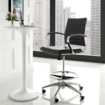 Jive Aluminum Drafting Chair, Black, Faux Leather 10804