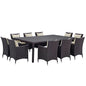 Convene Eleven PCS Outdoor Patio Dining Set, Beige, Rattan 10808