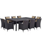 Convene Eleven PCS Outdoor Patio Dining Set, Brown, Rattan 10809