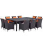 Convene Eleven PCS Outdoor Patio Dining Set, Orange, Rattan 10810