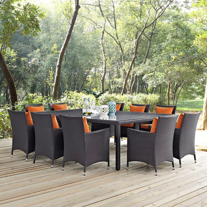Convene Eleven PCS Outdoor Patio Dining Set, Orange, Rattan 10810