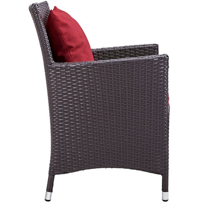 Convene Eleven PCS Outdoor Patio Dining Set, Red, Rattan 10812
