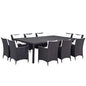 Convene Eleven PCS Outdoor Patio Dining Set, White, Rattan 10814