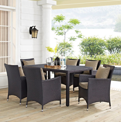 Convene Seven PCS Outdoor Patio Dining Set, Brown, Rattan 10816