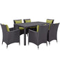 Convene Seven PCS Outdoor Patio Dining Set, Green, Rattan 10818