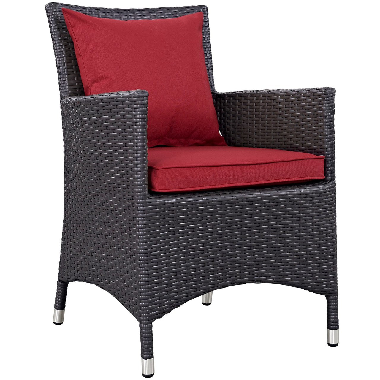 Convene Seven PCS Outdoor Patio Dining Set, Red, Rattan 10819