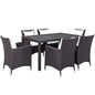 Convene Seven PCS Outdoor Patio Dining Set, White, Rattan 10821
