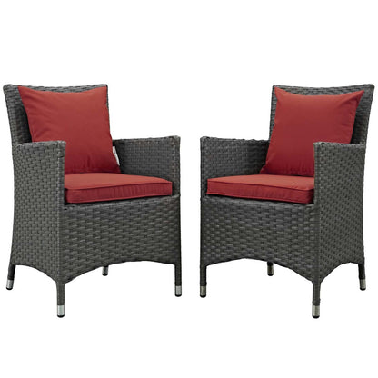 Sojourn 2 Piece Outdoor Patio Sunbrella® Dining Set, Sunbrella Rattan Wicker, Red 13503