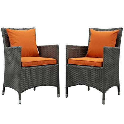 Sojourn Dining Chair ( Set of Two), Orange, Rattan 10824