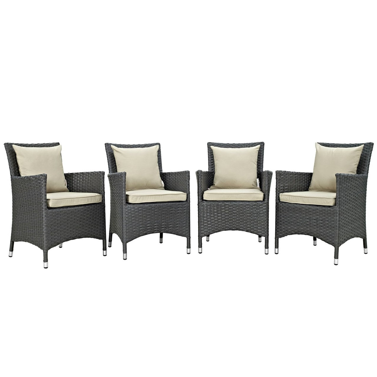 Sojourn Four PCS Outdoor Patio Sunbrella Dining Set, Beige, Rattan 10825