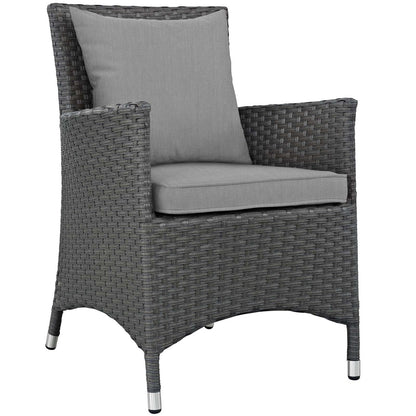 Sojourn 4 Piece Outdoor Patio Sunbrella® Dining Set, Sunbrella Rattan Wicker, Grey Gray 13504