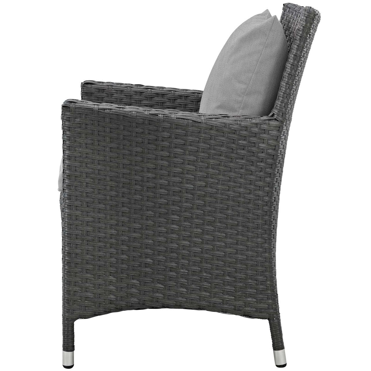 Sojourn 4 Piece Outdoor Patio Sunbrella® Dining Set, Sunbrella Rattan Wicker, Grey Gray 13504