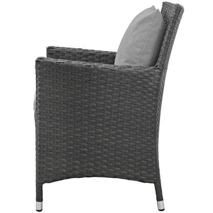 Sojourn 4 Piece Outdoor Patio Sunbrella® Dining Set, Sunbrella Rattan Wicker, Grey Gray 13504