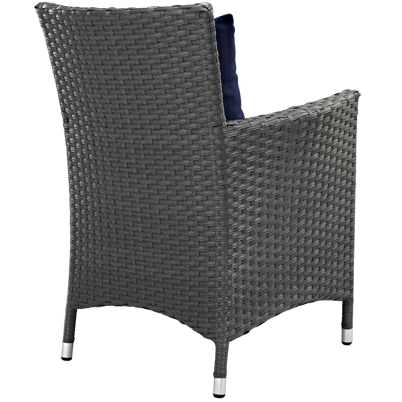 Sojourn Four PCS Outdoor Patio Sunbrella Dining Set, Navy, Rattan 10826