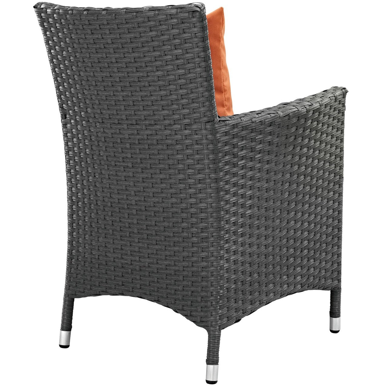 Sojourn Four PCS Outdoor Patio Sunbrella Dining Set, Orange, Rattan 10827