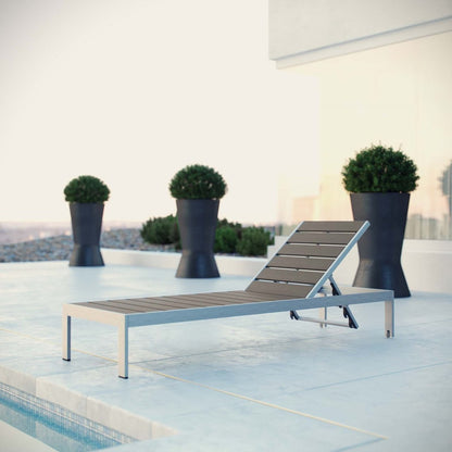 Shore Outdoor Patio Aluminum Chaise, Grey, Metal 10834