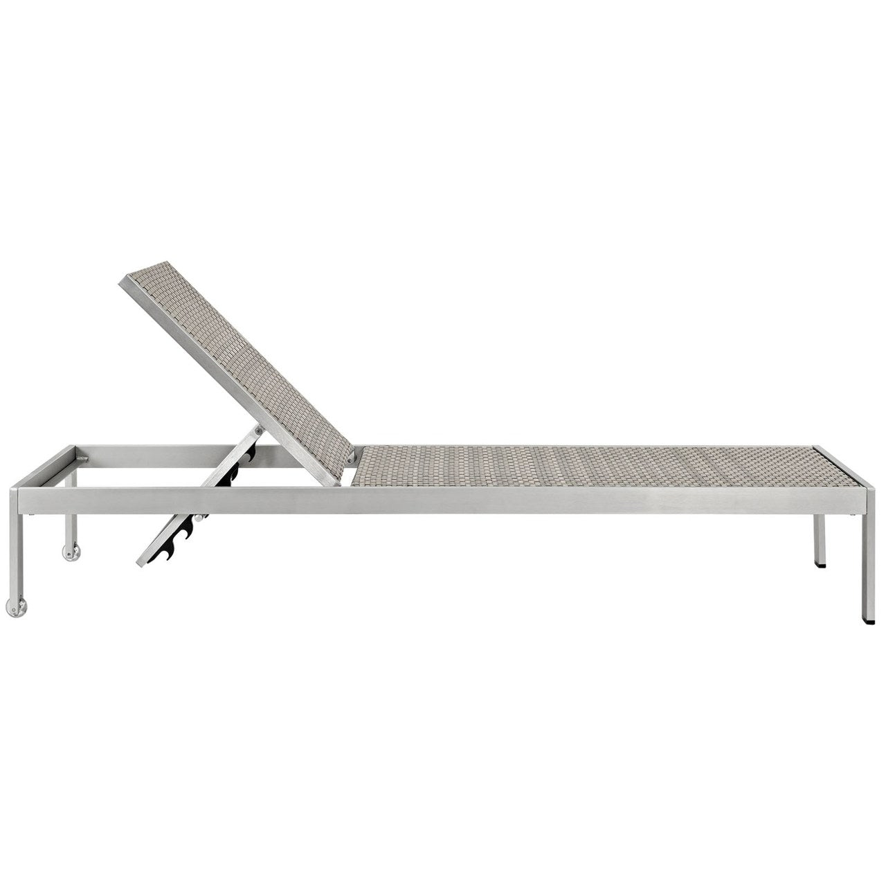 Shore Outdoor Patio Aluminum Rattan Chaise, Grey, Metal 10839