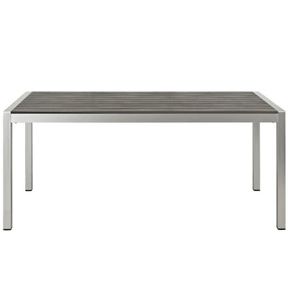 Shore Outdoor Patio Aluminum Dining Table, Grey, Metal 10840